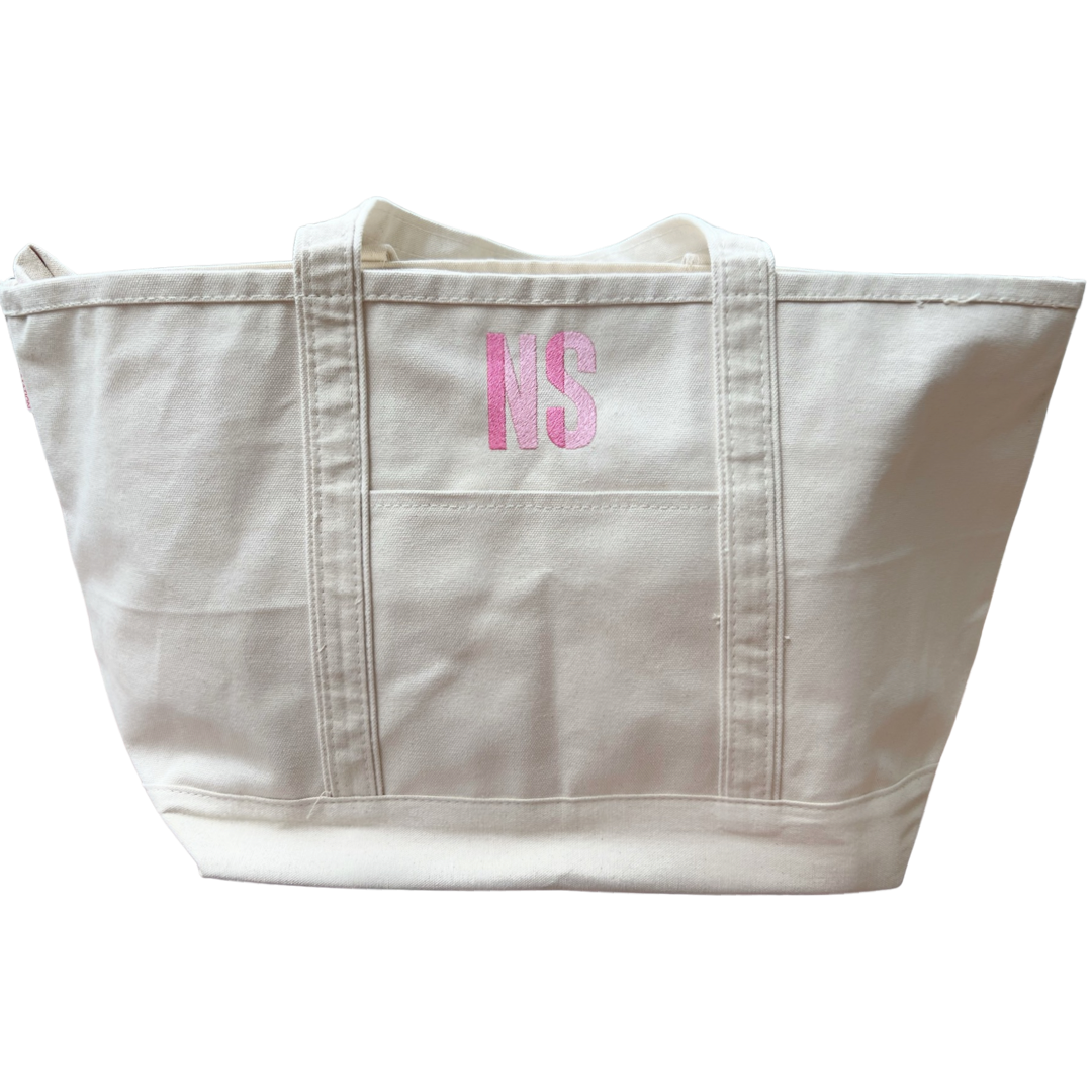 Canvas Boat Tote Bag with Monogram {Hot Pink}