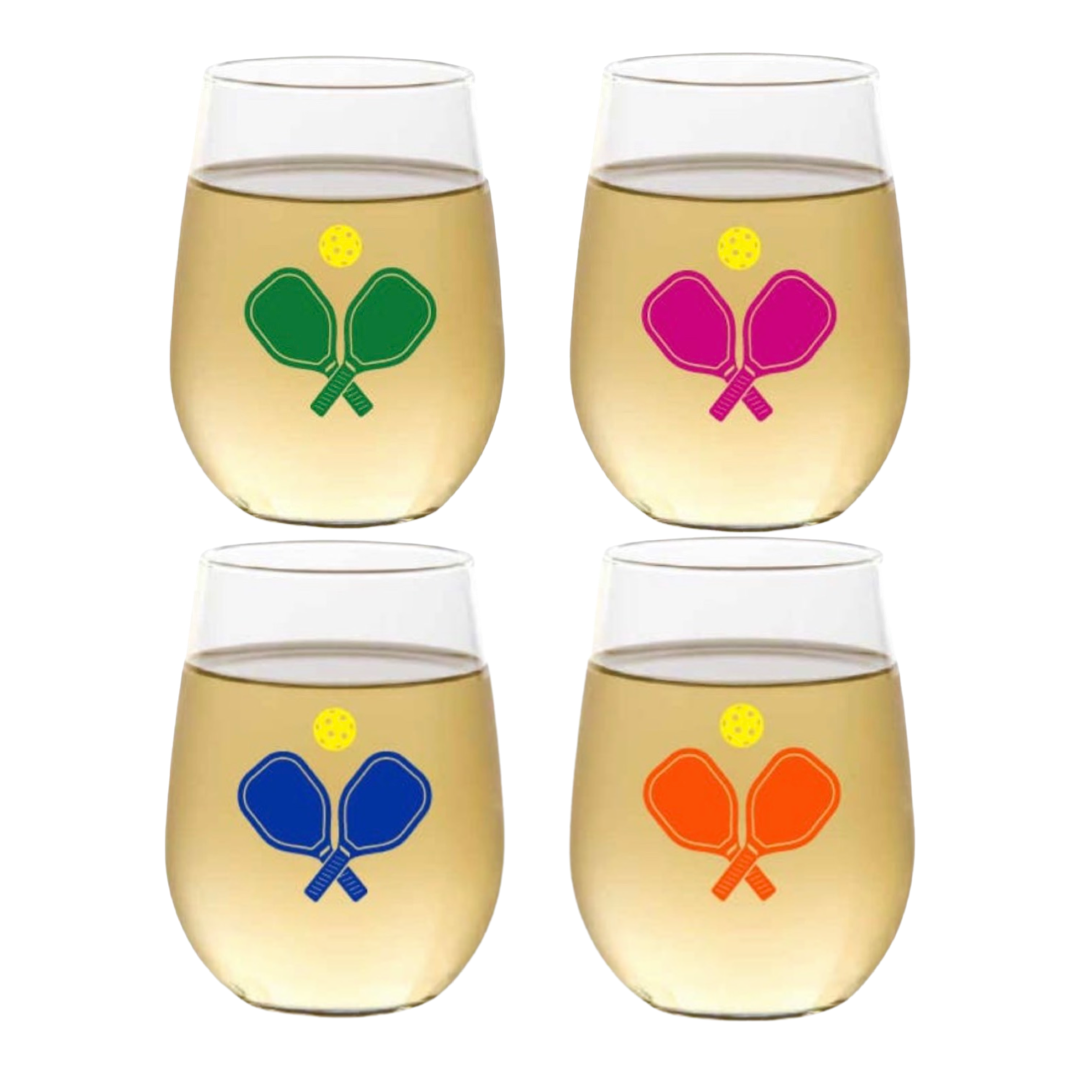 Pickleball Shatterproof Stemless Wine Tumblers