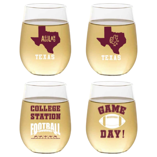 Aggie Inspired Shatterproof Stemless Wine Tumblers