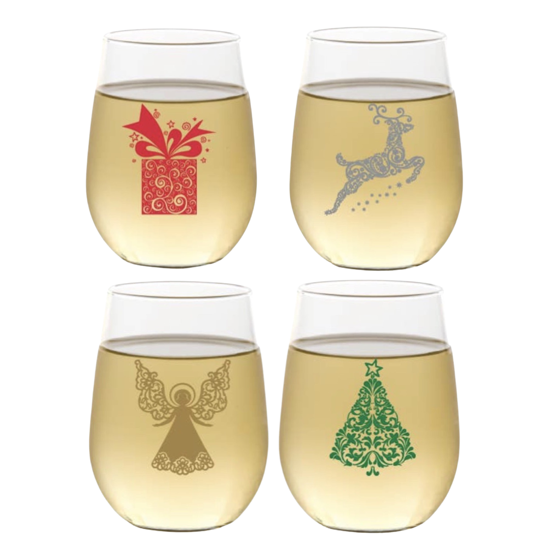 Christmas Shatterproof Stemless Wine Tumblers