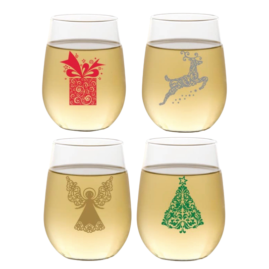 Christmas Shatterproof Stemless Wine Tumblers